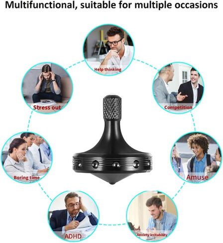 Precision Metal Spinning Top, High Performance Stainless Steel Spinning Tops Stress Relief Toys for Adults, Perfect Balance Spin Long Time for 5-10 Minutes (3PCS Black+Silver+Colorful) in Kuwait