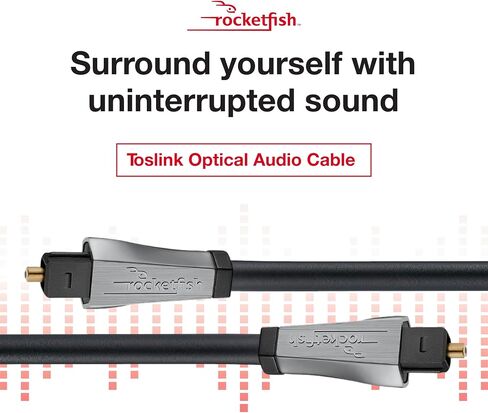 Rocketfish Toslink Optical Audio Cable - Fiber Optic Audio Cable for Home Theater & Sound System - Durable Cable Cord for Quality Audio - Black Optical Cable for TV & Soundbar - 4' in Saudi Arabia