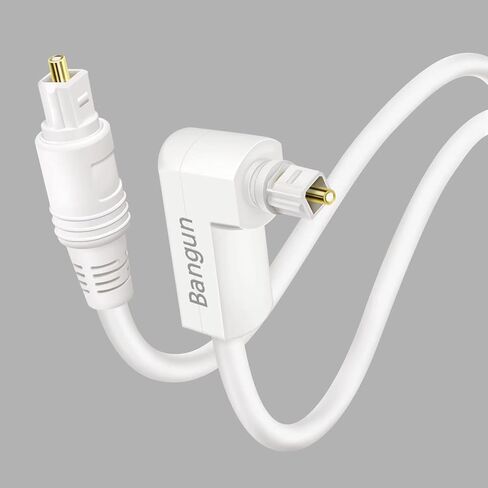 White Optical Audio Cable, Slim 90 Degree Digital Audio Optical Cord, SPDIF Toslink Optical Cable, Right Angle Fiber Optic Audio Cable, Digital Sound Cable for Sound Bar/TV/PS4/Xbox/Home Theater, 6ft in Saudi Arabia