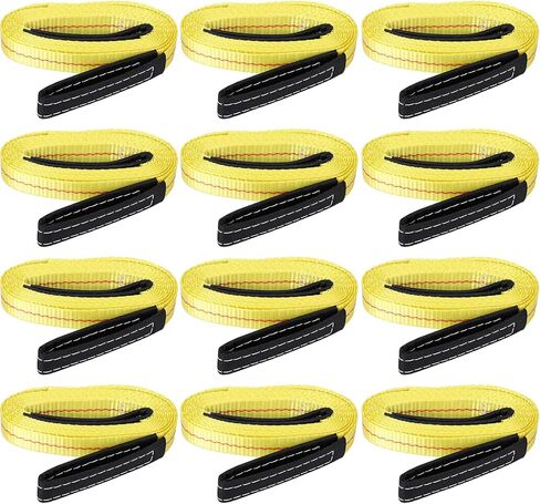 12 Pcs Lift Sling Straps Bulk 1"x 8' Heavy Duty Polyester Lifting Slings Web Winch Crane Tow Strap with 2 Loops 3300lbs Vertical 2640lbs Choker 6600lbs Basket for Vehicle Construction Trailer in Saudi Arabia