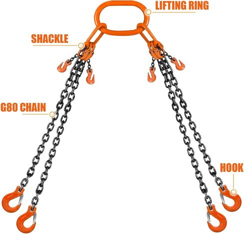 Lift Chain Sling with Hooks 10Ft 4 Way x 5/16 inch 11000lbs 5 Ton for Chains Lifting in Kuwait