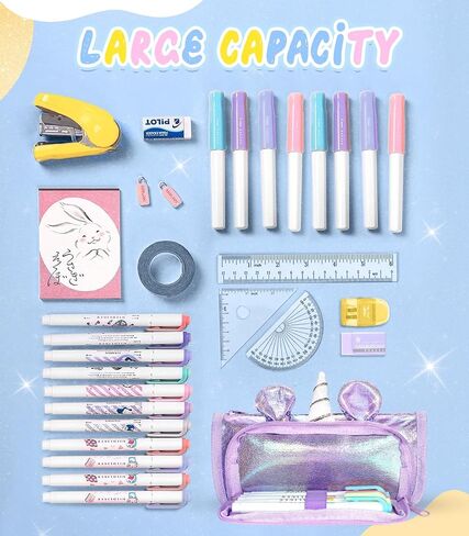 Cute Pencil Case, 3D Pencil Pouch for Girls Kids, Sparkly Pencil Bag with Sequins for Students, Glitter Bling School Supplies Stationary Pen Holder, Purple in Saudi Arabia