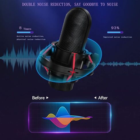 حزمة معدات البودكاست، طقم ميكروفون مكثف مع بطاقة صوت حية وحامل ميكروفون قابل للتعديل لتسجيل غناء الاستوديو، والصوت الزائد، والبث المباشر ومقاطع فيديو يوتيوب in Kuwait
