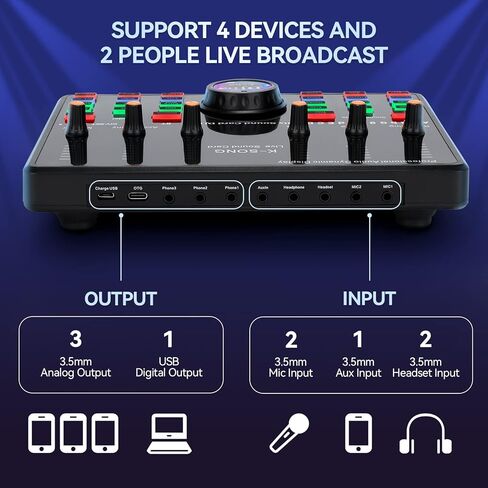 حزمة معدات البودكاست، طقم ميكروفون مكثف مع بطاقة صوت حية وحامل ميكروفون قابل للتعديل لتسجيل غناء الاستوديو، والصوت الزائد، والبث المباشر ومقاطع فيديو يوتيوب in Kuwait