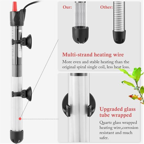FEDOUR 50W 100W 300W Submersible Glass Heater for 5‑70 Gallon Aquariums in Saudi Arabia