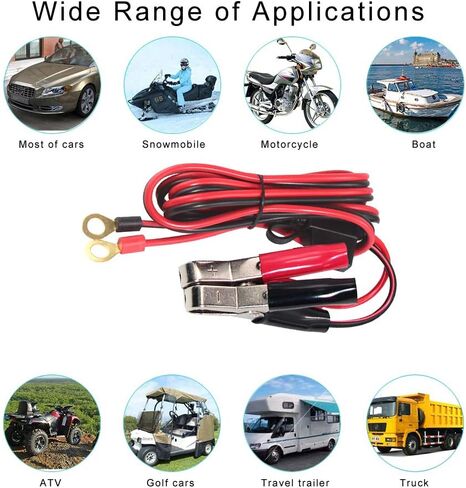 KUNCAN Alligator Clips Battery Terminals - Battery Alligator Clips to O Ring Terminal Harness Wire 2 Pin Lug Cable 16AWG, Eyelet Terminal Harness Extension Charge Cord 15A Fused (3ft) in Saudi Arabia