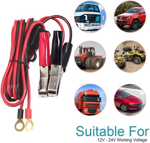 KUNCAN Alligator Clips Battery Terminals - Battery Alligator Clips to O Ring Terminal Harness Wire 2 Pin Lug Cable 16AWG, Eyelet Terminal Harness Extension Charge Cord 15A Fused (3ft) in Saudi Arabia