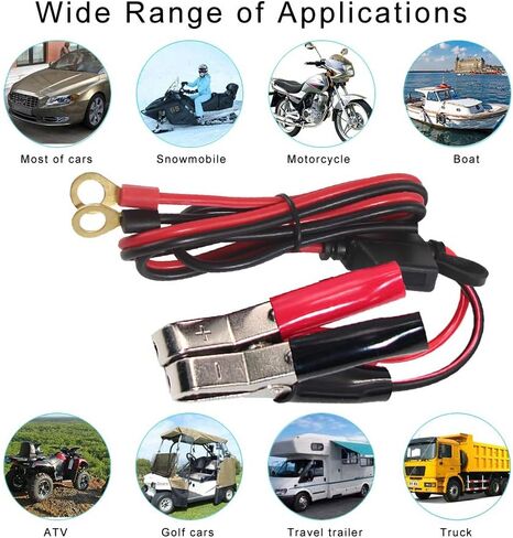 KUNCAN Alligator Clips Battery Terminals - Battery Alligator Clips to O Ring Terminal Harness Wire 2 Pin Lug Cable 16AWG, Eyelet Terminal Harness Extension Charge Cord 15A Fused (3ft) in Saudi Arabia