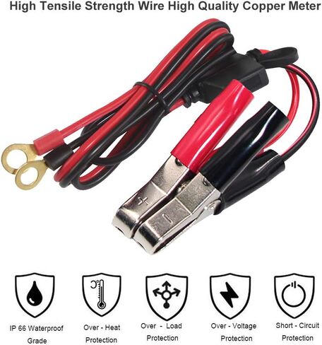 KUNCAN Alligator Clips Battery Terminals - Battery Alligator Clips to O Ring Terminal Harness Wire 2 Pin Lug Cable 16AWG, Eyelet Terminal Harness Extension Charge Cord 15A Fused (3ft) in Saudi Arabia