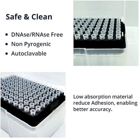 أطراف ماصات 10ul - أطراف ماصات عالمية، مع صندوق خالٍ من RNase/DNase وآمن للبيروجين، 96 طرف/رف Pk × 10 رفوف (960 طرف) in Kuwait