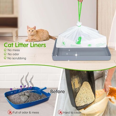 بطانات صندوق الفضلات المتوافقة مع عبوات فضلات القطط القابلة لإعادة الاستخدام للحيوانات الأليفة*، سكوب فري، بطانة فضلات القطط المقاومة للتمزق شديدة التحمل، 20 كيسًا من أكياس نفايات فضلات القطط ذات الرباط للاستعمال مرة واحدة لإعادة ملء أكياس الفضلات in Kuwait
