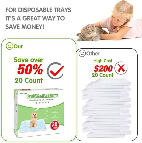 بطانات صندوق الفضلات المتوافقة مع عبوات فضلات القطط القابلة لإعادة الاستخدام للحيوانات الأليفة*، سكوب فري، بطانة فضلات القطط المقاومة للتمزق شديدة التحمل، 20 كيسًا من أكياس نفايات فضلات القطط ذات الرباط للاستعمال مرة واحدة لإعادة ملء أكياس الفضلات in Kuwait