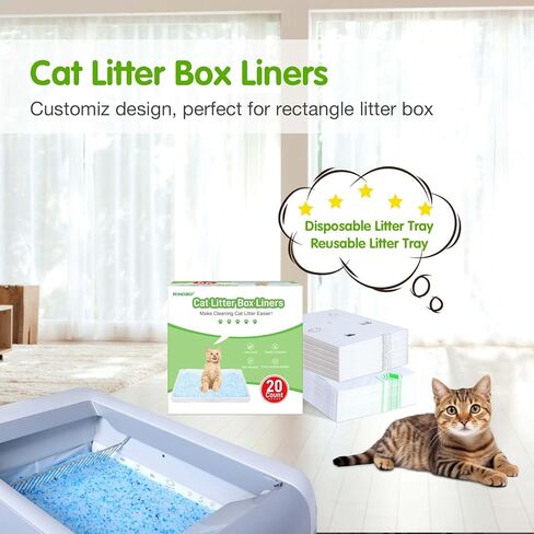 بطانات صندوق الفضلات المتوافقة مع عبوات فضلات القطط القابلة لإعادة الاستخدام للحيوانات الأليفة*، سكوب فري، بطانة فضلات القطط المقاومة للتمزق شديدة التحمل، 20 كيسًا من أكياس نفايات فضلات القطط ذات الرباط للاستعمال مرة واحدة لإعادة ملء أكياس الفضلات in Kuwait
