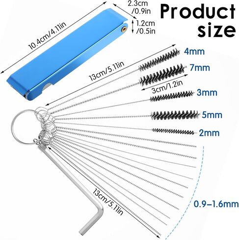 Carburetor Cleaning Tool Kit, Torch Tip Cleaner Set, Carburetor Carbon Dirt Jet Remove Cleaner 13 Cleaning Wires + 10 Cleaning Needles + 5 Nylon Brushes + 1 Wrench Welding Tip Cleaner(2 Pcs) in Saudi Arabia