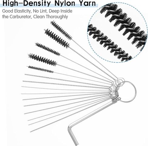 Carburetor Cleaning Tool Kit, Torch Tip Cleaner Set, Carburetor Carbon Dirt Jet Remove Cleaner 13 Cleaning Wires + 10 Cleaning Needles + 5 Nylon Brushes + 1 Wrench Welding Tip Cleaner(2 Pcs) in Saudi Arabia