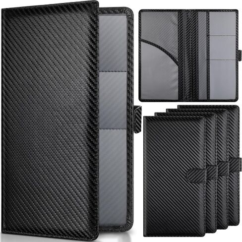 Hanaive 4 Pcs Car Registration and Insurance Card Holder with Magnetic Closure Glove Compartment Organizer Auto Registration and Insurance Wallet for Document Paperwork, Carbon Fiber Black in Saudi Arabia