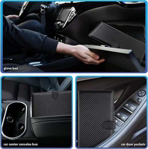Hanaive 4 Pcs Car Registration and Insurance Card Holder with Magnetic Closure Glove Compartment Organizer Auto Registration and Insurance Wallet for Document Paperwork, Carbon Fiber Black in Saudi Arabia