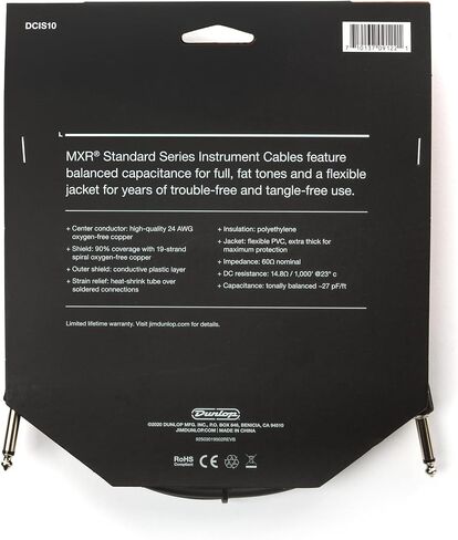 Jim Dunlop Instrument Cable, Black, 10' (DCIS10) in Saudi Arabia
