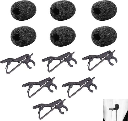 (6 packs) Foam Windscreen & Lapel Clips, BOYA Microphone Replacement Kit for Lapel Lavalier Microphone, Lav Microphone Accessories in Saudi Arabia