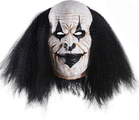 Adults Creepy Clown Face Mask Scary Joker Masks for Halloween（Black） in Saudi Arabia
