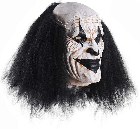 Adults Creepy Clown Face Mask Scary Joker Masks for Halloween（Black） in Saudi Arabia