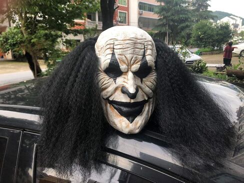 Adults Creepy Clown Face Mask Scary Joker Masks for Halloween（Black） in Saudi Arabia