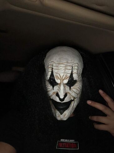 Adults Creepy Clown Face Mask Scary Joker Masks for Halloween（Black） in Saudi Arabia