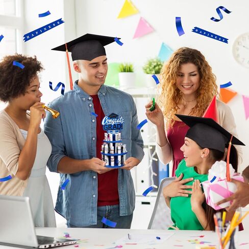 Graduation Gift Money Holder 2024 Graduation Gift Holders with 16 Holes Wooden Graduation Tiered Tray Cash Cake Graduation Money Tree Congrats Grad Holiday Party Supplies(Blue) in Saudi Arabia