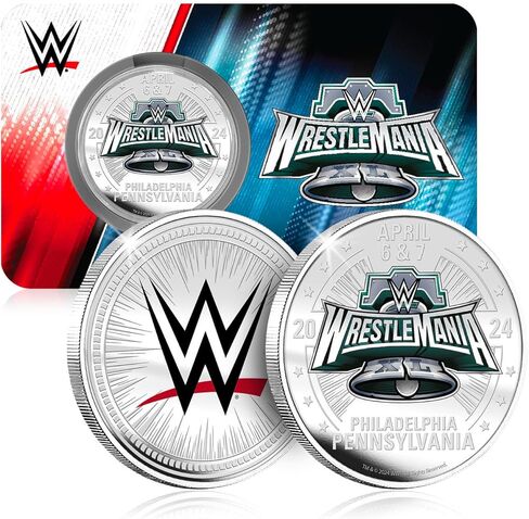 ميدالية WWE Wrestlemania XL 40 الفضية الرسمية للمصارعة لعام 2024 in Kuwait