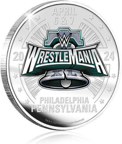 ميدالية WWE Wrestlemania XL 40 الفضية الرسمية للمصارعة لعام 2024 in Kuwait
