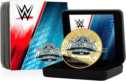 ميدالية WWE Wrestlemania XL 40 الرسمية ذات الحجم الكبير Gold Luxe Edition Coin لعام 2024 in Kuwait