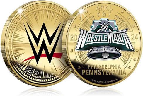 ميدالية WWE Wrestlemania XL 40 الرسمية ذات الحجم الكبير Gold Luxe Edition Coin لعام 2024 in Kuwait