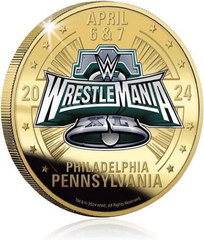 ميدالية WWE Wrestlemania XL 40 الرسمية ذات الحجم الكبير Gold Luxe Edition Coin لعام 2024 in Kuwait