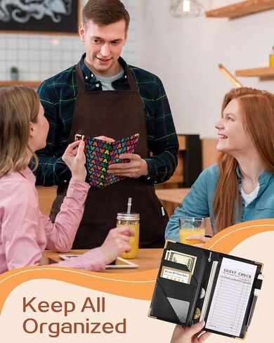 Akkya Server Book for Waitress Cute Serving Books with Zipper Pocket Accessories Cartoon Leather Server Check Book Restaurant Server Booklet Ticket Book Holder Blue in Saudi Arabia