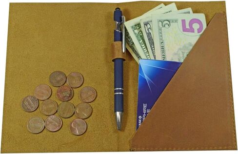 Hide & Drink, Bifold Check Presenter with Pen Slot for Restaurant & Cafe Accessories, Western Bill Holder, Full Grain Leather, Handmade Waiter and Waitress Accessory, Bourbon Brown in Saudi Arabia