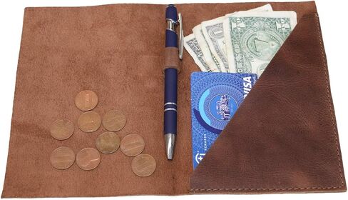 Hide & Drink, Bifold Check Presenter with Pen Slot for Restaurant & Cafe Accessories, Western Bill Holder, Full Grain Leather, Handmade Waiter and Waitress Accessory, Bourbon Brown in Saudi Arabia
