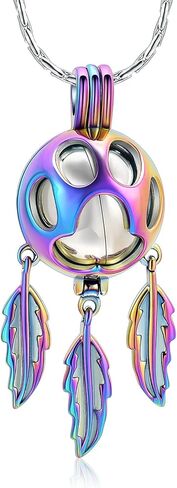 Constantlife Dreamcatcher Urn قلادة لرماد الحيوانات الأليفة مجوهرات حرق الجثث 316L الفولاذ المقاوم للصدأ جوفاء مخلب المنجد قلادة تذكارية الكلب القط هدية تذكار للنساء الرجال in Kuwait