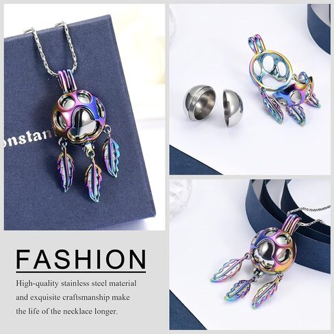 Constantlife Dreamcatcher Urn قلادة لرماد الحيوانات الأليفة مجوهرات حرق الجثث 316L الفولاذ المقاوم للصدأ جوفاء مخلب المنجد قلادة تذكارية الكلب القط هدية تذكار للنساء الرجال in Kuwait