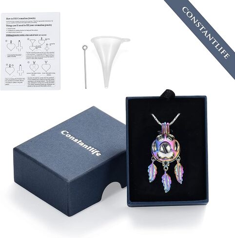 Constantlife Dreamcatcher Urn قلادة لرماد الحيوانات الأليفة مجوهرات حرق الجثث 316L الفولاذ المقاوم للصدأ جوفاء مخلب المنجد قلادة تذكارية الكلب القط هدية تذكار للنساء الرجال in Kuwait
