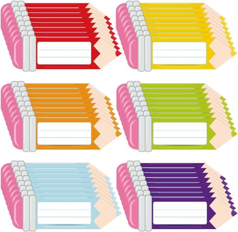 Whaline 48Pcs Colorful Pencils Name Tags School Pencils Nameplate Stickers Classroom Bulletin Board Decoration Label Stickers for Back to School Party Office Desk Wall Message Board Decorations in Saudi Arabia