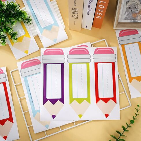 Whaline 48Pcs Colorful Pencils Name Tags School Pencils Nameplate Stickers Classroom Bulletin Board Decoration Label Stickers for Back to School Party Office Desk Wall Message Board Decorations in Saudi Arabia