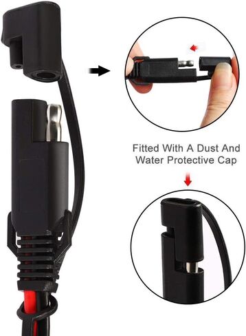 iMESTOU 16AWG SAE Cables SAE Power Extension Cable 2 Pin Quick Disconnect DC Connector Cord Plugs 12V 30CM with Waterproof Caps for Motorcycle Car Battery Jump Starter Solar Applications(5PCS) in Kuwait