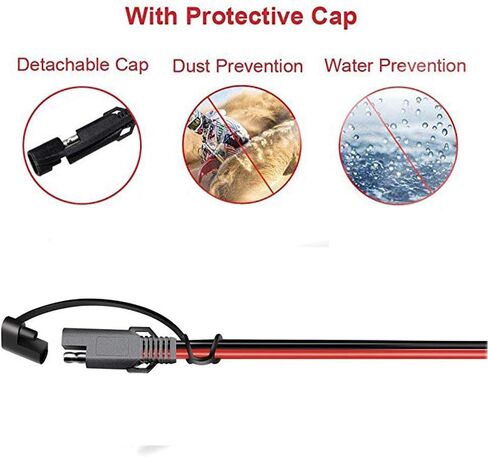 iMESTOU 16AWG SAE Cables SAE Power Extension Cable 2 Pin Quick Disconnect DC Connector Cord Plugs 12V 30CM with Waterproof Caps for Motorcycle Car Battery Jump Starter Solar Applications(5PCS) in Kuwait