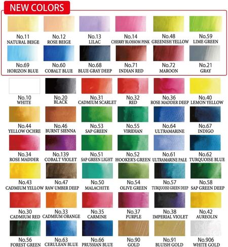 Kuretake GANSAI TAMBI Watercolor Paint Set 24 Colors II - Art Nouveau, Professional-Quality Art Supplies for Artists Adult Painting Sketching, Non-Toxic, Made in Japan in Saudi Arabia