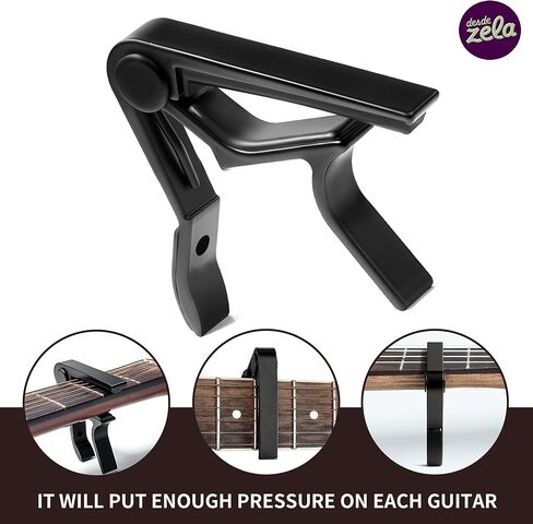 DESDEZELA Capo for Acoustic Guitar 6 String - Guitar Capo for Acoustic - Capo for Electric Guitar - (Black) whit 2 Picks in Saudi Arabia