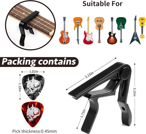 DESDEZELA Capo for Acoustic Guitar 6 String - Guitar Capo for Acoustic - Capo for Electric Guitar - (Black) whit 2 Picks in Saudi Arabia