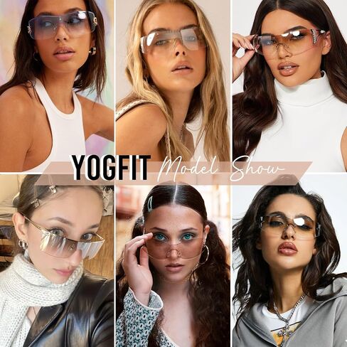 نظارة شمسية YOGFIT بدون إطار Y2K للنساء والرجال، نظارة شمسية رائعة مستقبلية in Kuwait