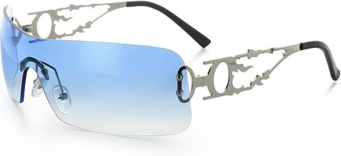 نظارة شمسية YOGFIT بدون إطار Y2K للنساء والرجال، نظارة شمسية رائعة مستقبلية in Kuwait