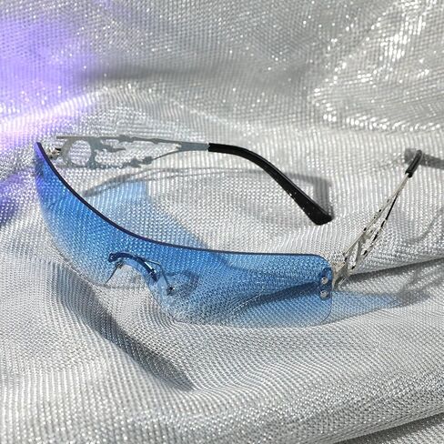 نظارة شمسية YOGFIT بدون إطار Y2K للنساء والرجال، نظارة شمسية رائعة مستقبلية in Kuwait