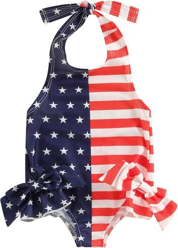 Toddler Girl Swimsuit 4Th of July Summer Beachwear Sleeveless One Piece Swimwear Bathing Suit in Saudi Arabia